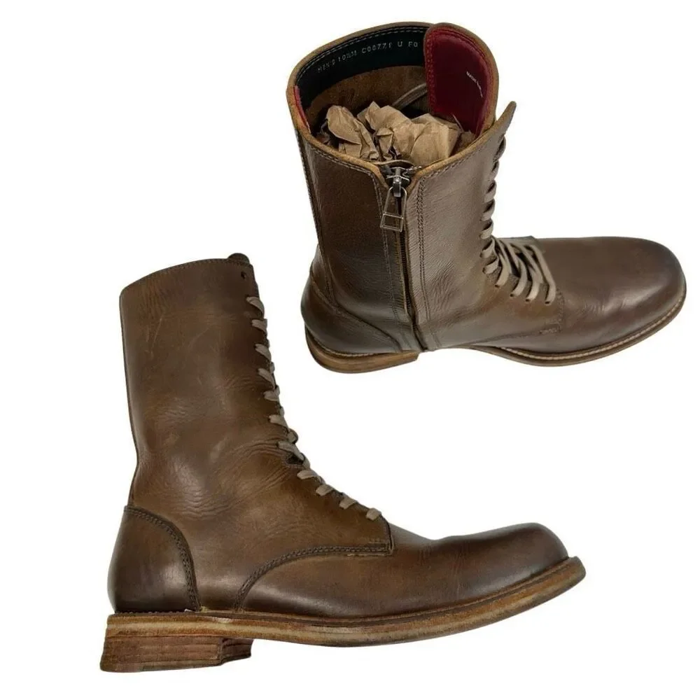 Cole Rood & Haan Ardennes Zippered Brown Leather Boots Men’s Size 10.5